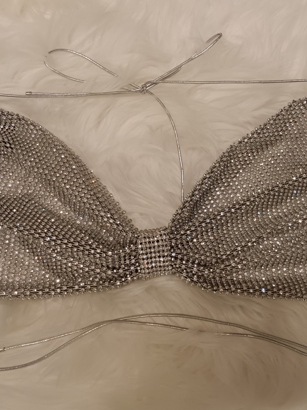 Sparkling Silver Rhinestone Bralette - Women Intimates & Sleepwear